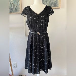 Talbots Floral Eyelet Cotton V-Neck Dress Size 10